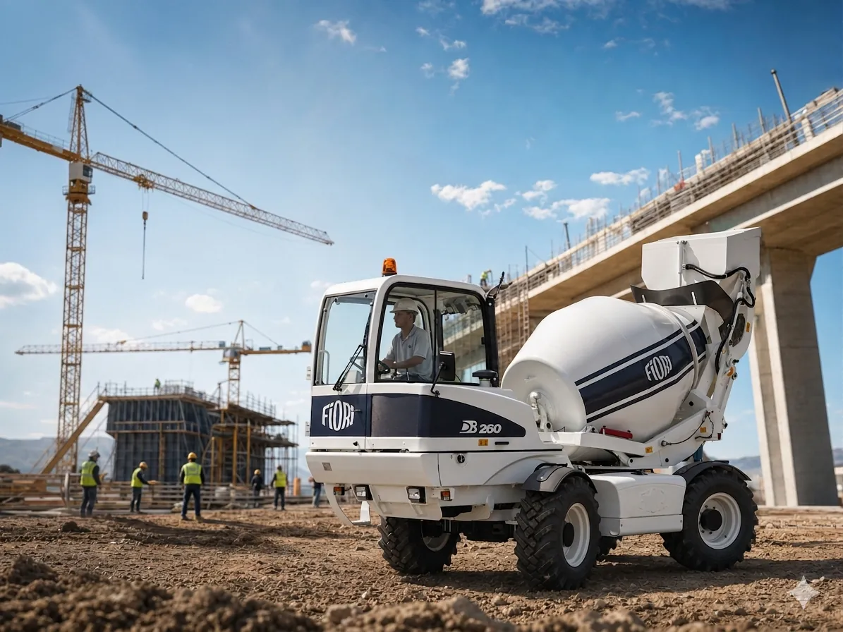 Bétonnière Fiori en service sur un chantier équipé par Maroc Trading